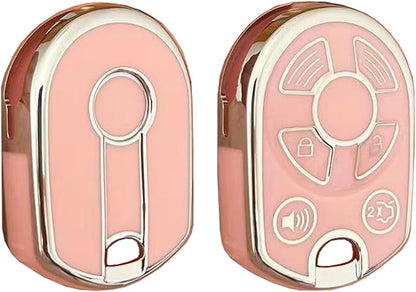 Keyless Entry Systems Key for Ford Key Fob Cover Shell with Keychain Fit for Ford Transit Mustang Fusion Lincoln Mercury Smart Key (4Buttons Silver-Pink)
