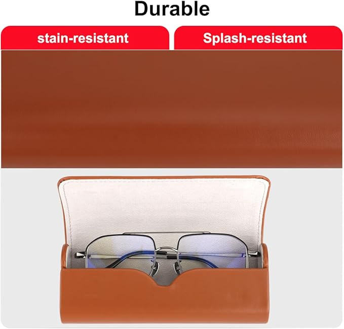 RayLove Glasses Case Hard Shell, Travel Sunglasses Case, Leather Hard Eyeglass Case for Women, Reading Glasses Case for Men
