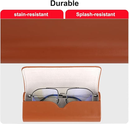 RayLove Glasses Case Hard Shell, Travel Sunglasses Case, Leather Hard Eyeglass Case for Women, Reading Glasses Case for Men