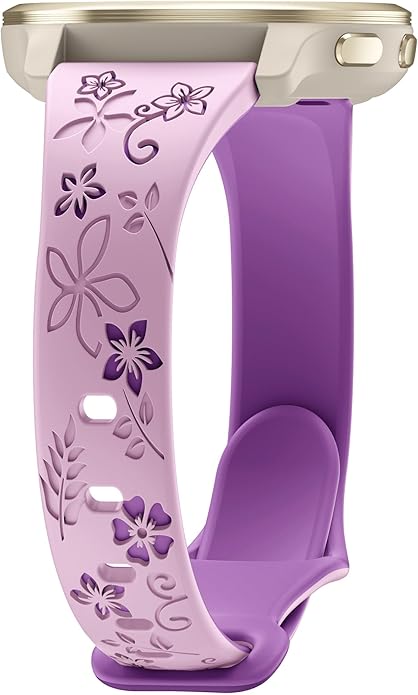 Laband 18mm Floral Engraved Band Compatible With Garmin Venu 3S 41mm/Venu 2S/Vivoactive 4S/Vivomove 3S/Venu 4 41mm/Forerunner 255S/Forerunner 265S,Soft Slim Silicone Cute Embossed Flower Strap for Men