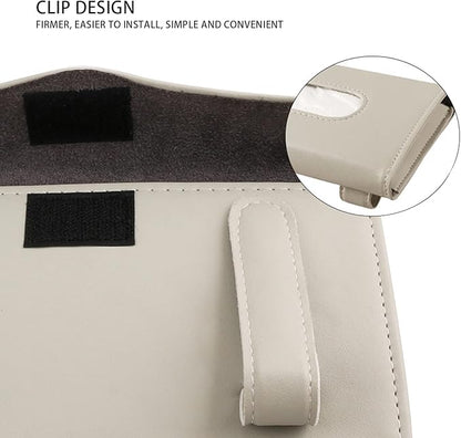 Khaki Car Tissue Refill Holder for Sun Visor, Hanging Tissue Clip, PU Leather
