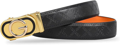 Aurolran Men&Womens Leather Dress Belt Business Automatic Buckle Belt Color-Black Silver Gold
