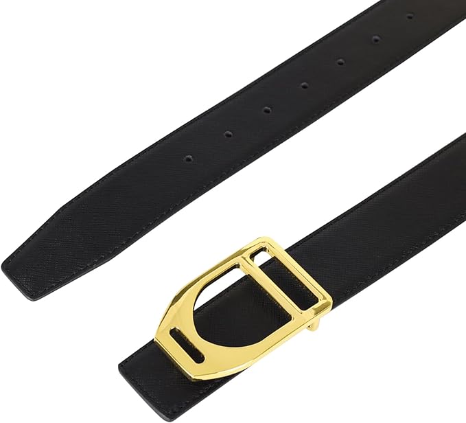 Aurolran Men&Womens Leather Dress Belt Business Automatic Buckle Belt Color-Black Silver Gold