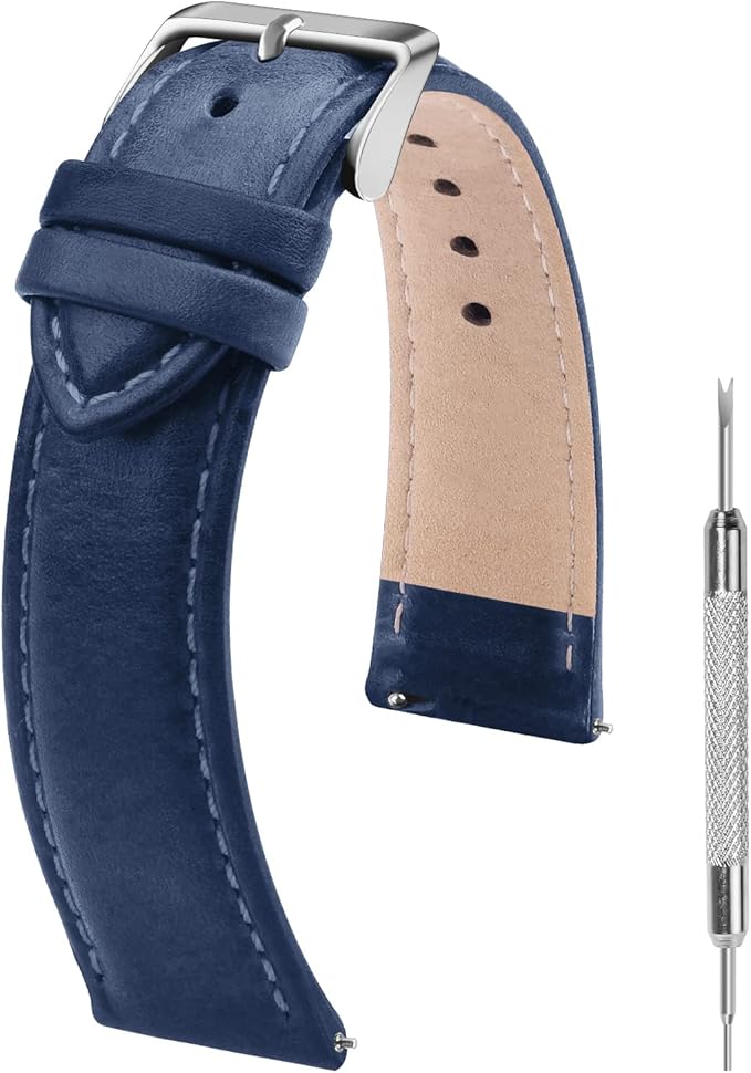 Fullmosa Watch Band, Quick Release Leather Watch Strap for Men Women, Replacement Bands Width 12mm 14mm 16mm 18mm 19mm 20mm 21mm 22mm 24mm