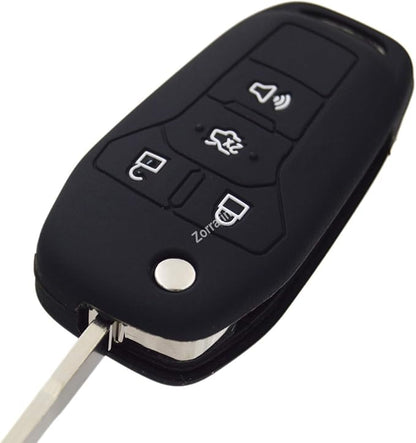 Silicone Rubber Key Fob Cover Protector for Ford Fusion Explorer (Flip Key) N5F-A08TAA 164-R7986 5924003 4 Button Remote Control