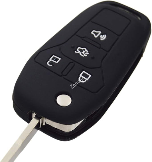 Silicone Rubber Key Fob Cover Protector for Ford Fusion Explorer (Flip Key) N5F-A08TAA 164-R7986 5924003 4 Button Remote Control