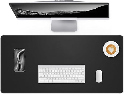 Desk Pad PU Leather Large Mouse Pad Laptop Computer Desk Mat Table Blotter Waterproof Non-Slip Desktop Protector Write Pad for Office and Home (Black, 80x40cm)