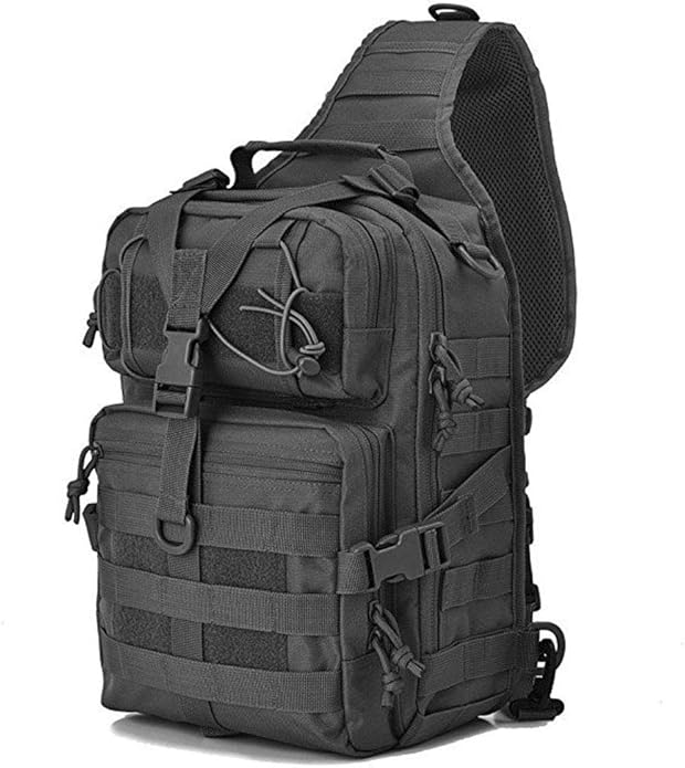 Hebetag Leather Sling Bag Crossbody Backpack for Men Women Travel Outdoor Camping
