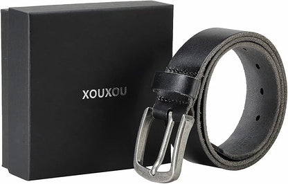 XOUXOU Men's Casual Leather Jeans Belts Classic Work Business Dress Belt with Prong Buckle for Men