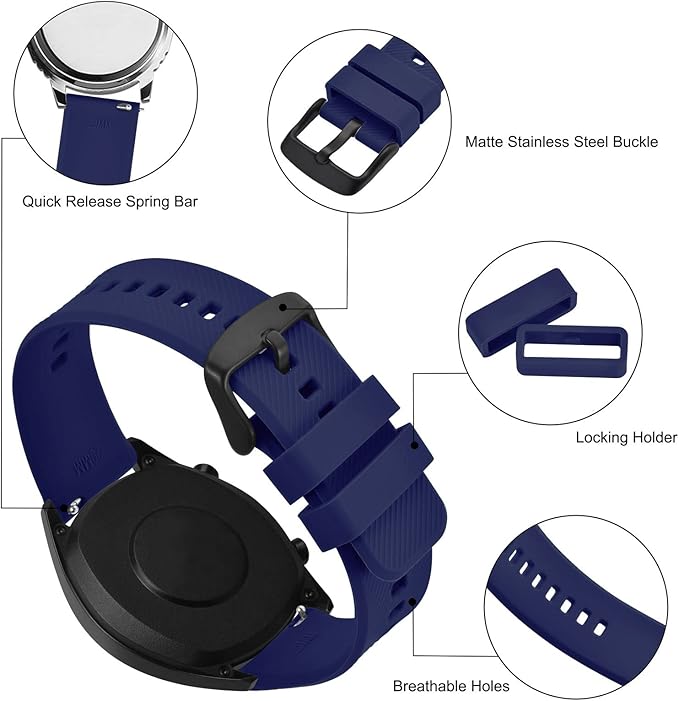BISONSTRAP Watch Strap 18mm 19mm 20mm 21mm 22mm, Quick Release Silicone Watch Bands for Men Women