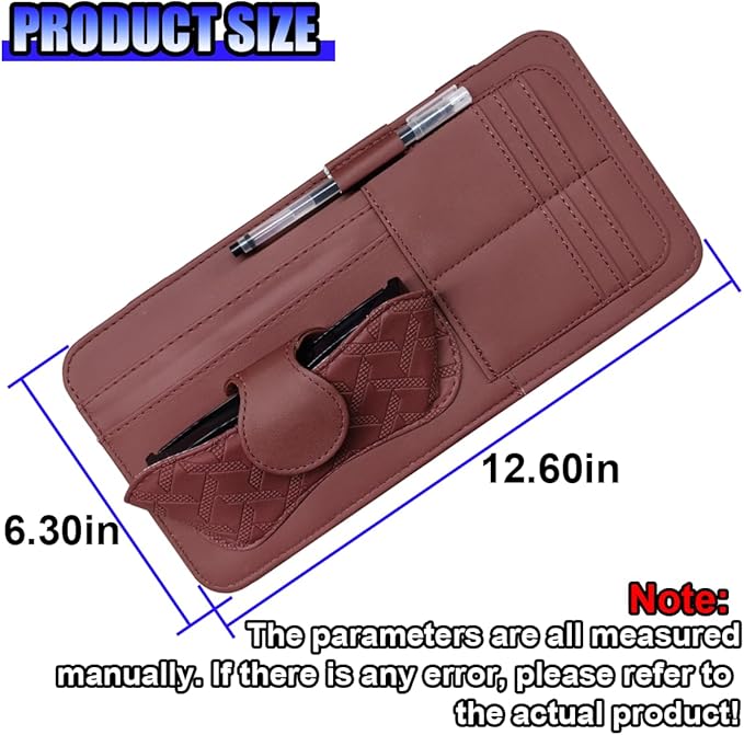 Car Sun Visor Organizer, Vehicle Sunglasses Holder, Automotive Storage Pocket for Pen, Glasses, Ticket, Card, Auto Interior Accessories Pocket for Car, SUV, Truck (Red)