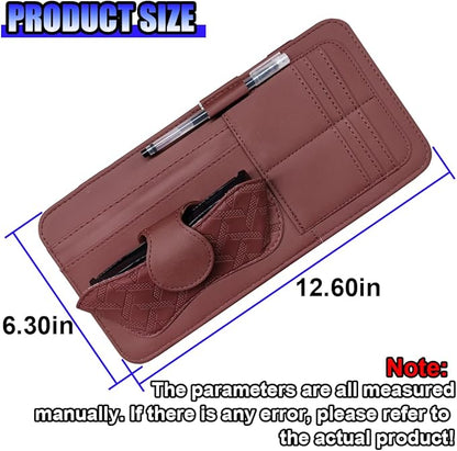 Car Sun Visor Organizer, Vehicle Sunglasses Holder, Automotive Storage Pocket for Pen, Glasses, Ticket, Card, Auto Interior Accessories Pocket for Car, SUV, Truck (Red)
