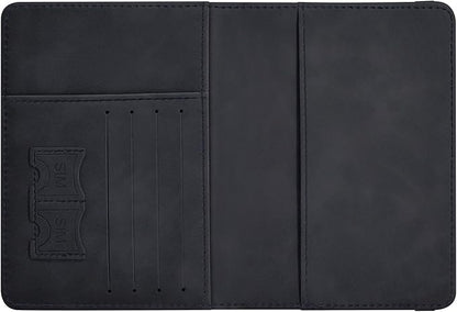 Passport Holder, Passport Cover with Credit Card Slot and Boarding Pass Slot Combo, Passport Wallet Case Book Travel Must Have, RFID Blocking Leather Travel Accessories, Black