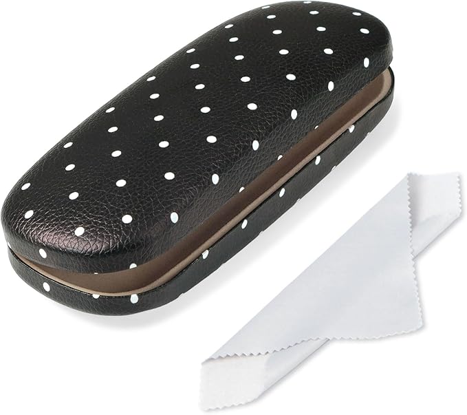 Glasses Case Hard, Cute Sunglasses Case for Women Leather Protective Case for Eyeglass with Cleaning Cloth