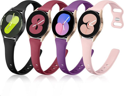 GEAK Compatible with Samsung Galaxy Watch 7 Band 40mm 44mm/Ultra 47mm,Samsung Watch 6/5/4,20mm Soft Slim Silicone Band for Samsung Galaxy Watch 5 Band Women Small Black/Sand Pink/Plum/Wine Red
