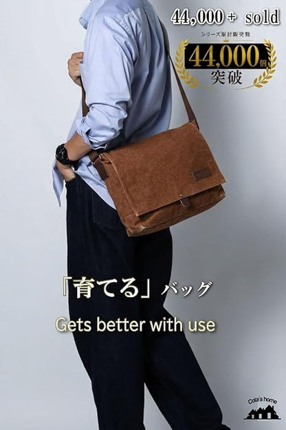 Cota's home Canvas Messenger Bag for Men, Fits 14 Inch Laptop & A4 Documents, Large Capacity Crossbody Shoulder Bag
