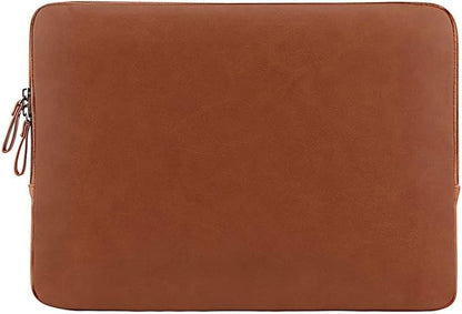 MOSISO Laptop Sleeve Bag 16 inch Compatible with MacBook Air 15 inch 2026-2023 M4 M3 M2/Pro 16 inch 2026-2019 M4 M3 M2 M1, 15-15.6 inch Notebook, PU Leather Padded Bag Waterproof Case, Brown