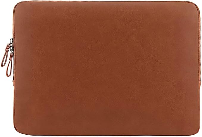 MOSISO Laptop Sleeve Bag 13.3 inch Compatible with MacBook Air/Pro, 13-13.3 inch Notebook, Compatible with MacBook Pro 14 2026-2021 M5 M4 M3 M2 M1, PU Leather Padded Bag Waterproof Case, Brown