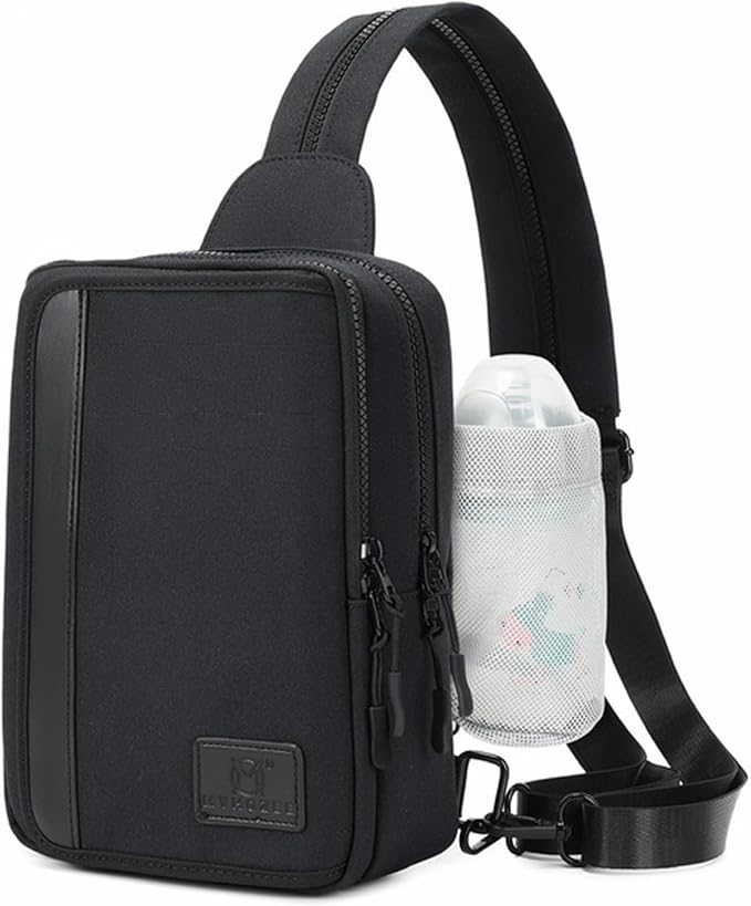 MYHOZEE Sling Bag Crossbody Backpack Purse - 2 in 1 Nylon Cross Body Bag Diaper with Wipes Pouch, Water Bottle Pocket