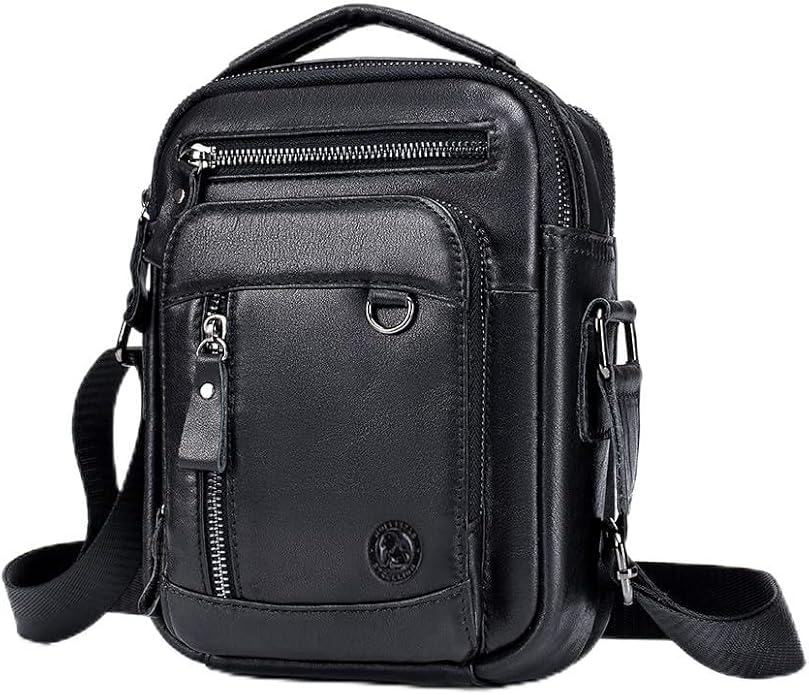 Men's Vinatge Leather Crossbody:Compact with Organized Pockets,Stylish & Functional for Everyday Carry