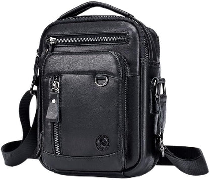 Men's Vinatge Leather Crossbody:Compact with Organized Pockets,Stylish & Functional for Everyday Carry