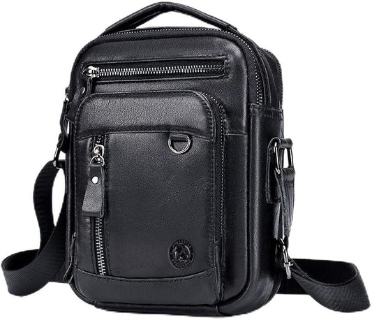 Men's Vinatge Leather Crossbody:Compact with Organized Pockets,Stylish & Functional for Everyday Carry