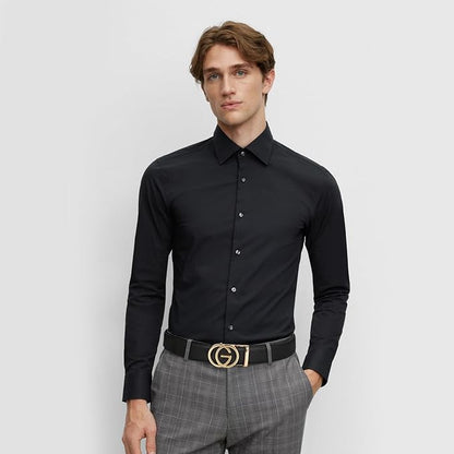 Aurolran Men&Womens Leather Dress Belt Business Automatic Buckle Belt Color-Black Silver Gold