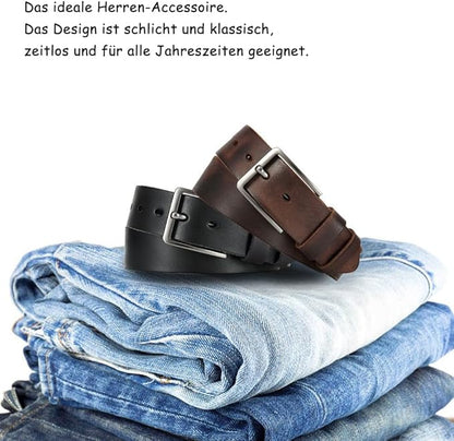 DOOPAI Men's Genuine Leather Casual Belt -Full Grain Leather Belt for Men- 1.5" Handmade Jeans Belt with Gift Box