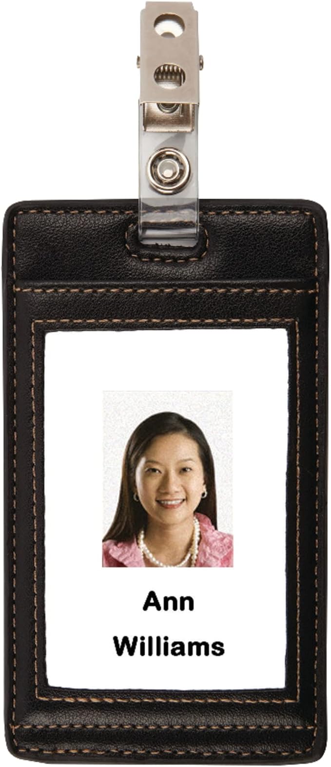 Office Depot Faux Leather Badge Holder, Black