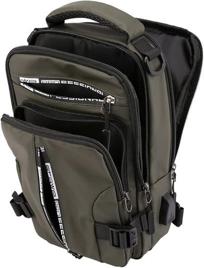 Hebetag Leather Sling Bag Crossbody Backpack for Men Women Travel Outdoor Camping