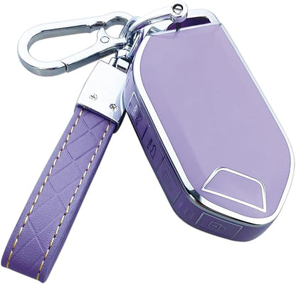 Key Fob Cover Case Compatible with Kia Telluride 2023 2024 2025 EV5 Car Interior Accessories Shell Holder Protector (Purple)