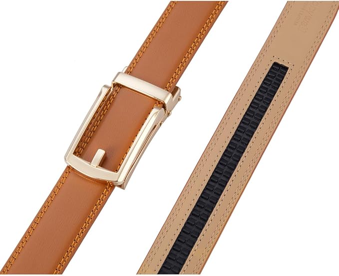 Tonywell Mens Leather Ratchet Belts with Click Buckle Perfect Fit Dress Belt 30mm Wide