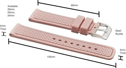 ALPINE Sporty Premium Soft Silicone Adjustable Watch Band - Replacement Rubber Watch Bands for Women & Men - Waterproof Quick Release Watch Straps - Compatible with Regular & Smart Watch Bands