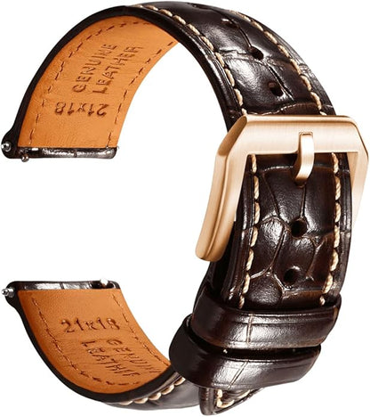 REZERO Leather Watch Bands for Men, Quick Release Watch Straps, Luxury Italian Alligator Grain Embossed Band Replacements 19mm 20mm 21mm 22mm