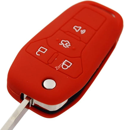 Silicone Rubber Key Fob Cover Protector for Ford Fusion Explorer (Flip Key) N5F-A08TAA 164-R7986 5924003 4 Button Remote Control