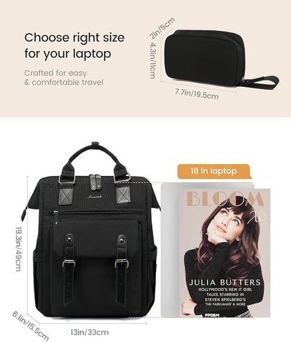 LOVEVOOK Extra Large Travel Laptop Backpack for Women, 18 Inch Computer Backpack Work Commuter Business Trip Weekender Carry on Backpack with Luggage Sleeve, Teacher Doctor Nurse Bags College Daypack