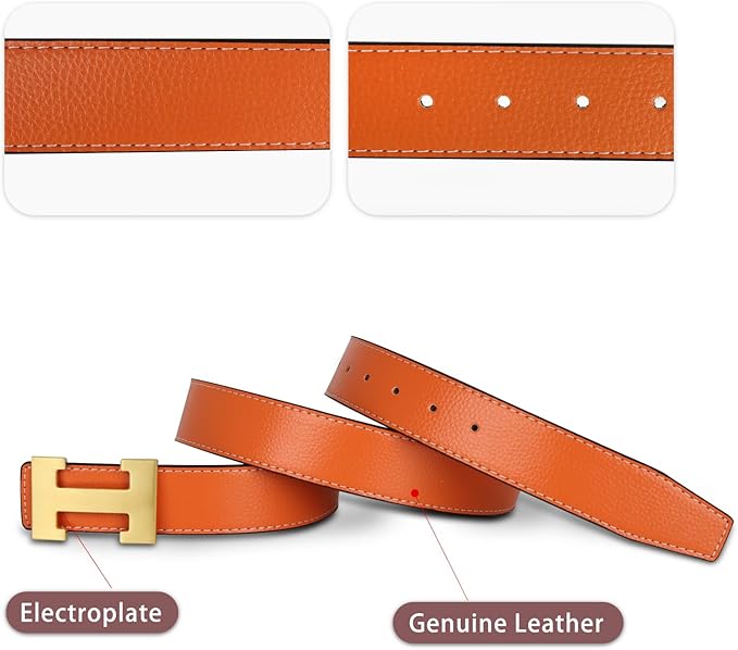 Aurolran Men&Womens Leather Dress Belt Business Automatic Buckle Belt Color-Black Silver Gold