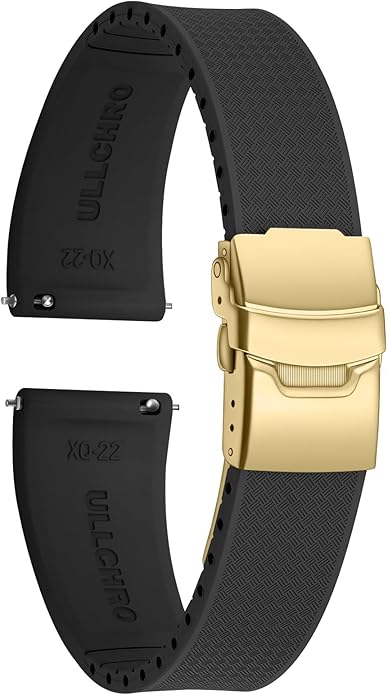ULLCHRO Silicone Watch Band Quick Release Strap FKM Waterproof Watch Bands for Men 20mm 22mm Replacement Strap Sport Rubber Watchband