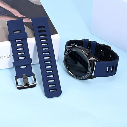 WOCCI 22mm Bicolor Watch Band, Silicone Rubber, Quick Release Replacement Strap for Men and Women, Black Stainless Steel Buckle (Blue-Black)