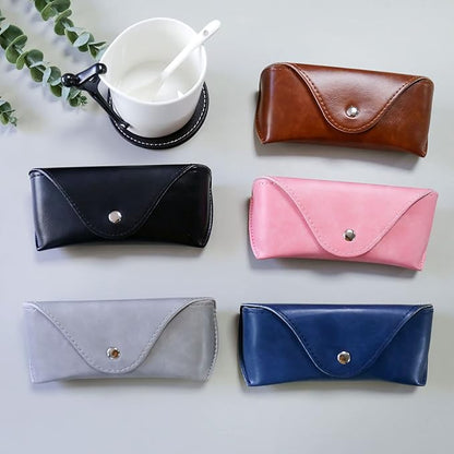 LogHog Portable Leather Glasses Case,Flexible Sunglasses Pouch Slim Case for Women Men Horizontal Eyeglass Case