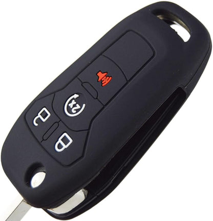 Silicone Rubber Key Fob Covers Protector for Ford F150 F250 F350 F450 F550 Raptor Ranger Transit Fusion Bronco Lightning Maverick XLT (Flip Key)