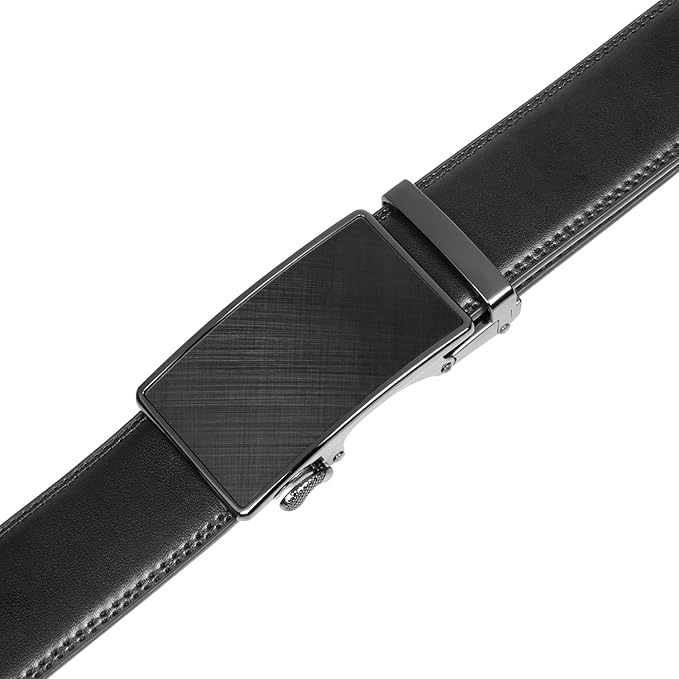 Founders & C Men's Ratchet Belt 1 3/8",Leather Dress Belt Adjustable with Click Sliding Buckle Trim to Exact Fit