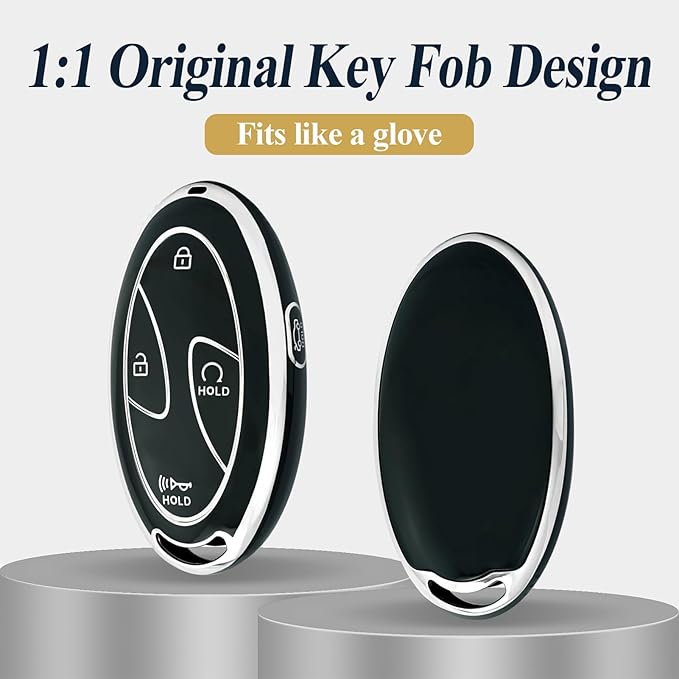 5 Buttons Compatible with Hyundai Key Fob Cover Accessories, Fits for Elanrtra Sonata Ioniq Santa Fe Santa Cruz KONA Tucson, Soft TPU Key Case with Leather Keychain (Purple)