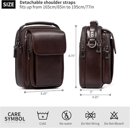 Augus Leather Small Messenger Bag For Men Crossbody Handbag Shoulder Sling Travel Bags for Men Purse Daypack Magnetic Buckle