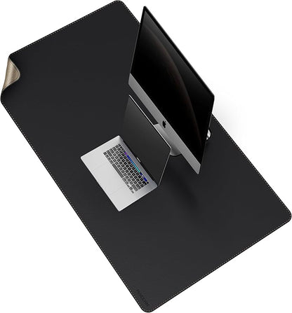 MAIDERN Leather Desk Mat, 51.2” x 27.5” Reversible Large Desk Pad Mat, Cork & Leather Large Mouse pad for Desk, Waterproof Computer Desk Mat for Gaming Home Office (Black)