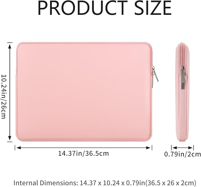 RAINYEAR 16 Inch Laptop Sleeve Soft PU Leather Case Protective Water Resistant Zipper Padded Cover Carrying Computer Bag Compatible with 16" MacBook Pro/Max M1 M2 M3 M4 M5(Pink)