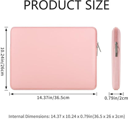 RAINYEAR 15 Inch Laptop Sleeve Soft PU Leather Case Protective Water Resistant Padded Cover Carrying Computer Bag Compatible with 15.4 MacBook Pro/Air, Surface Laptop 3/4 15", New XPS 15 Touch(Pink)