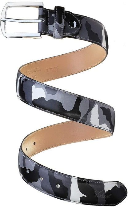 Falari Men Genuine Leather Casual Dress Belt With Single Prong Buckle, Classic Style Belt