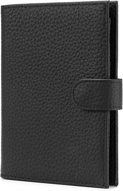 Karmiir RFID Slim Passport Holder for Man & Women, Compact Leather Passport Wallet with Card Holders SIM Slots, Zippered Coins Pocket and Cash Holder Travel Passport Cover Case, Black