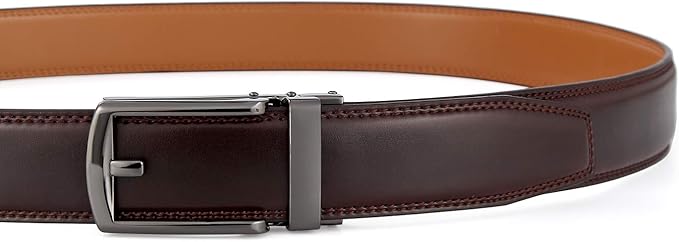 Lingli Men's Belt,Ratchet Dress Belt with Automatic Buckle Brown/Black-Trim to Fit-35mm wide